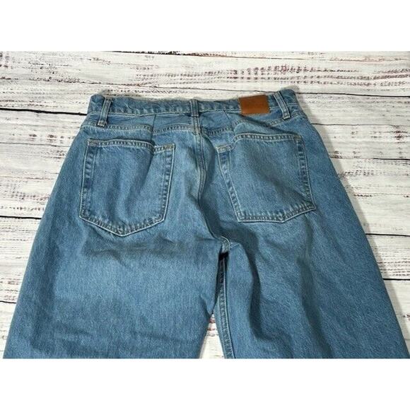 Anine Bing Womens Roy Jeans Nordic Blue‎ Button Fly Split Hem Flare Leg Size 31 - Picture 3 of 13